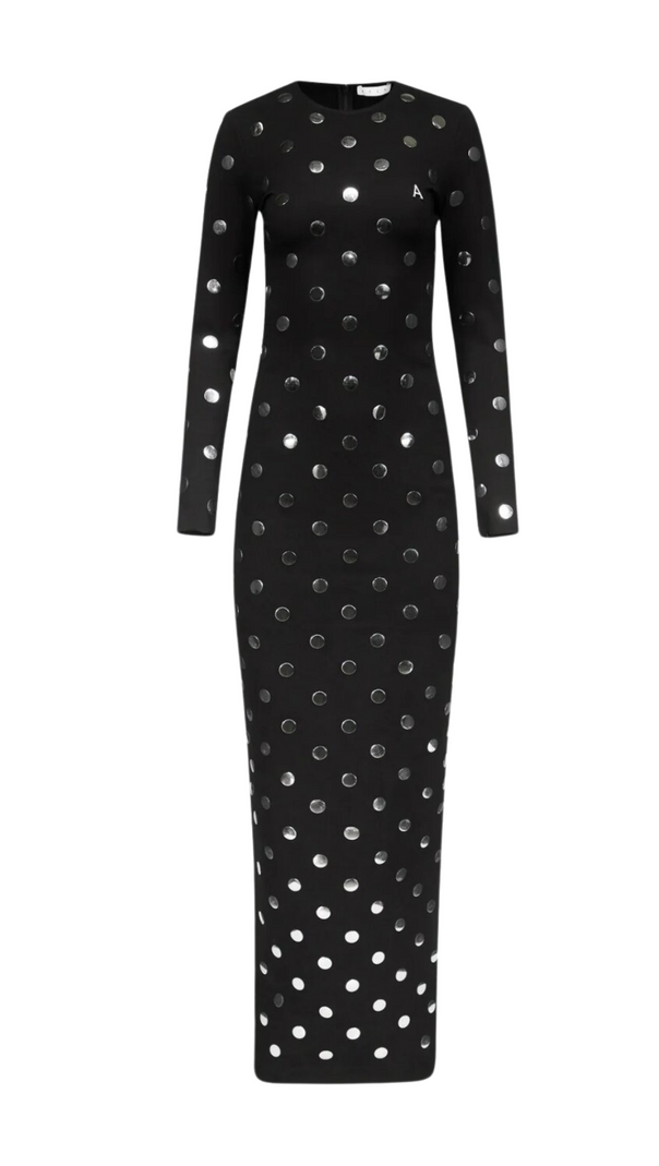 AIIZIE POLKA DOT LONG SLEEVE MAXI DRESS - product image