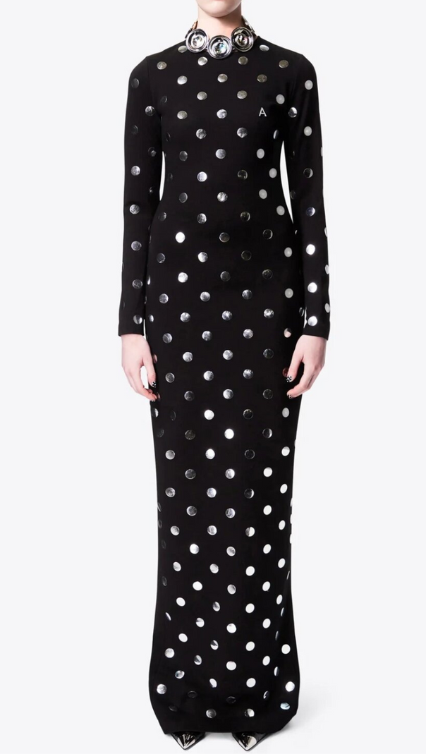 AIIZIE POLKA DOT LONG SLEEVE MAXI DRESS - product image