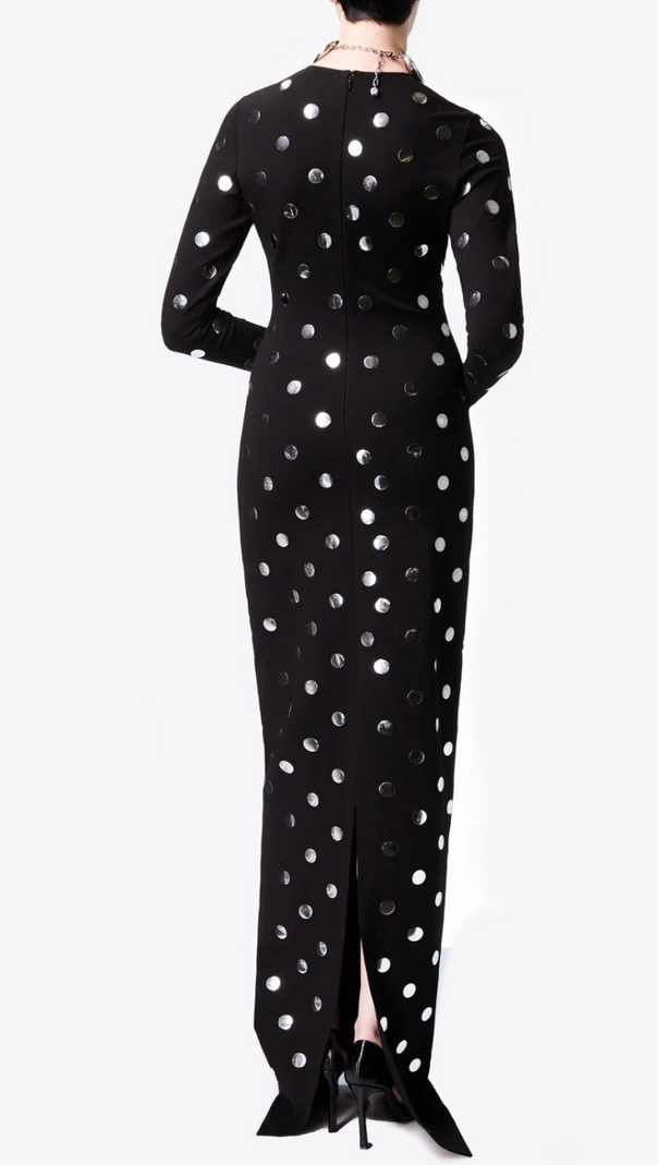 AIIZIE POLKA DOT LONG SLEEVE MAXI DRESS - product image