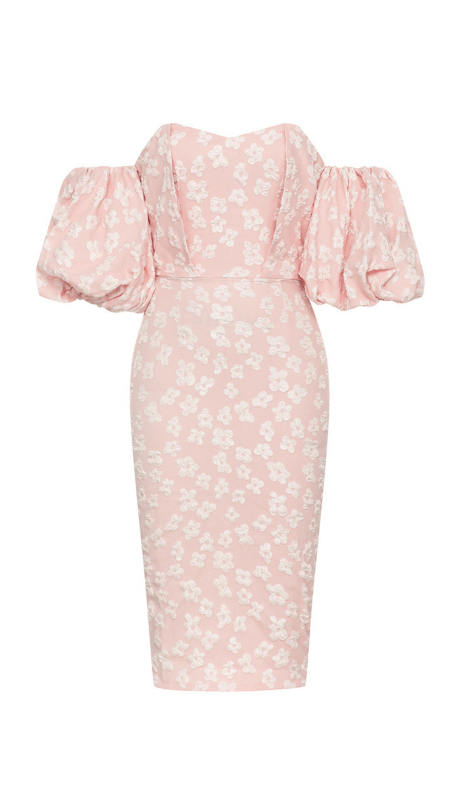 PUFF SLEEVE BARDOT FLORAL DRESS PINK