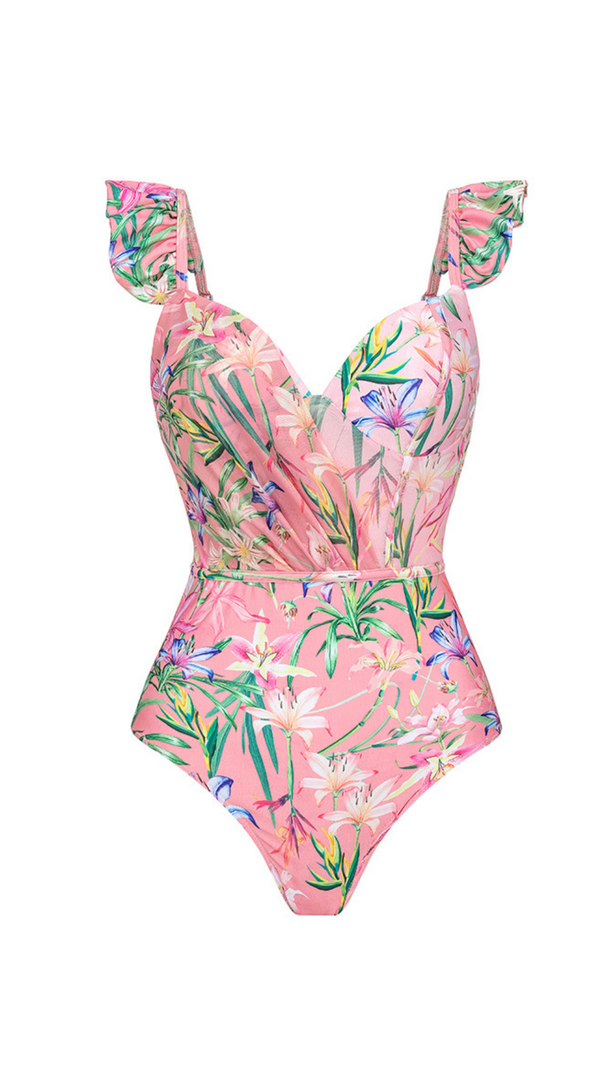 AIIZIE RUFFLE TRIM ONE PIECE SWIMSUIT - product image