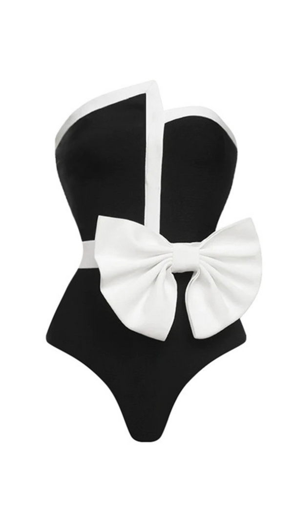 AIIZIE OFF SHOULDER BOW TIE ONE PIECE SWIMSUIT - product image