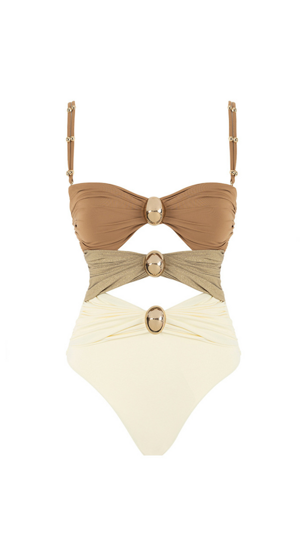 AIIZIE COLOR BLOCK CUTOUT ONE PIECE SWIMSUIT - product image