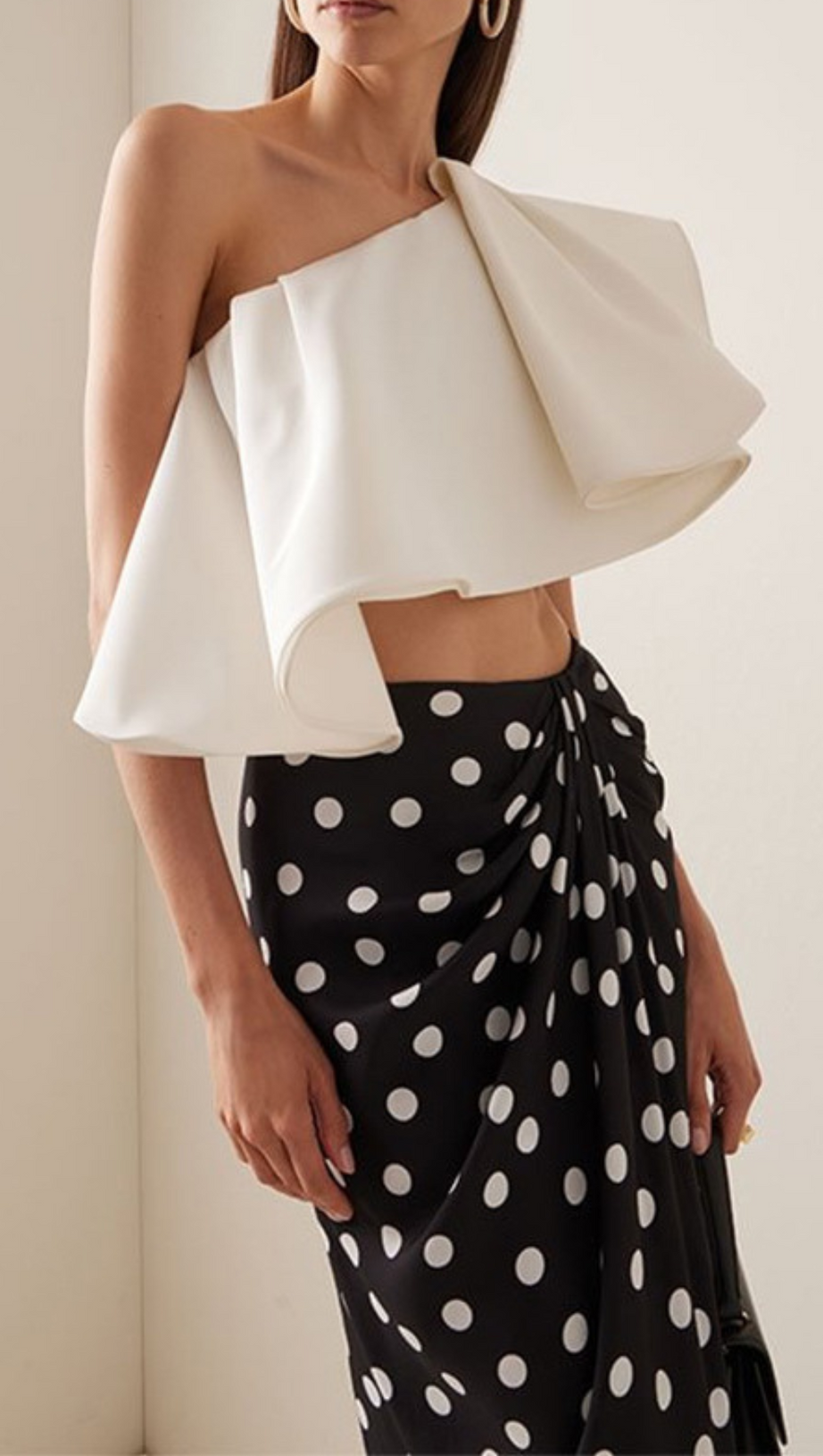 ONE-SHOULDER RUFFLED SILK-FAILLE SWIMWEAR SET