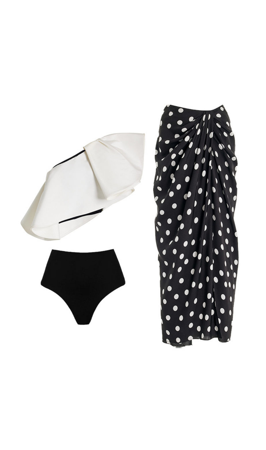 COMPLETO COSTUME DA BAGNO IN FAILLE DI SETA CON VOLANT E MONOSPALLA