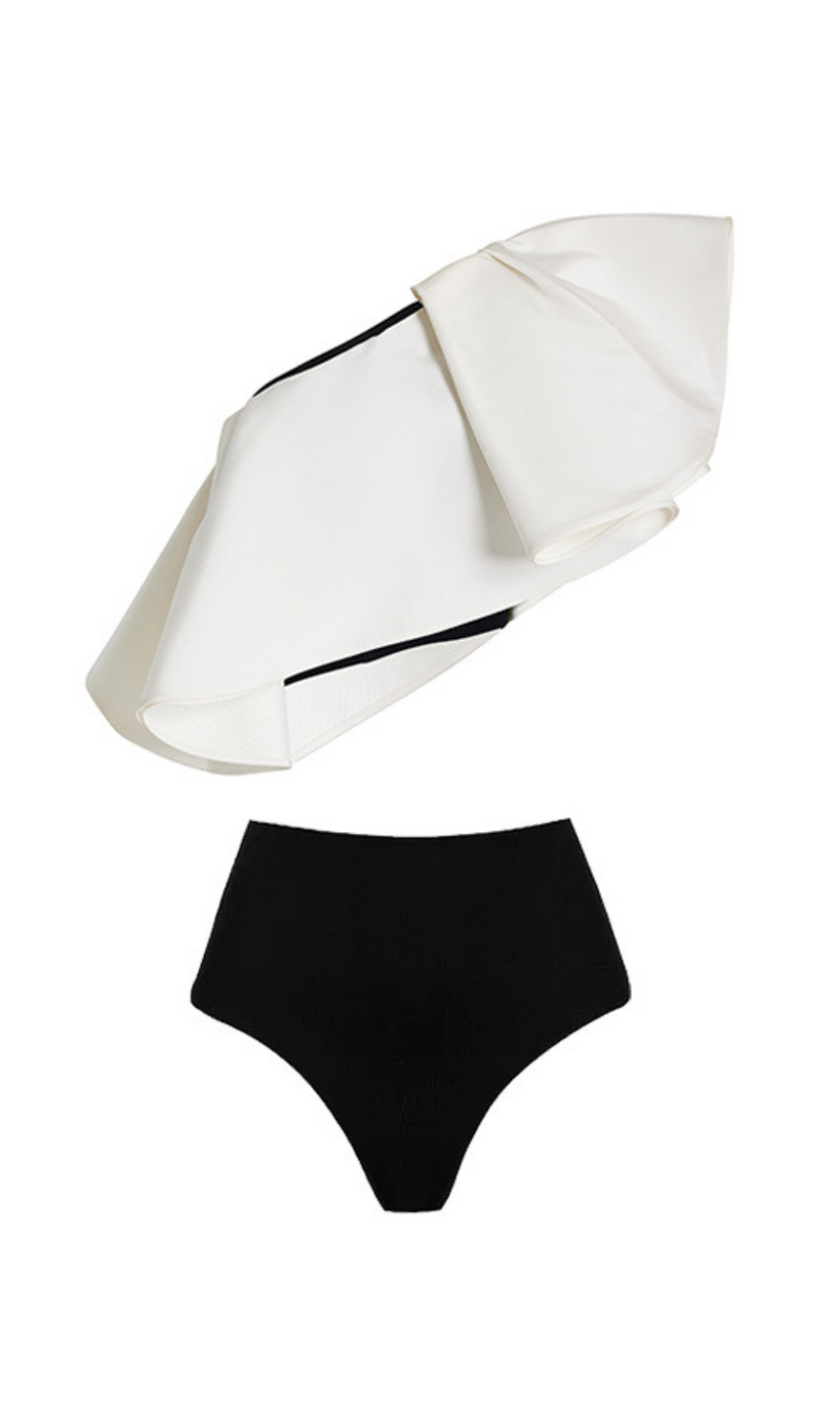COSTUME DA BAGNO IN FAILLE DI SETA CON VOLANT E MONOSPALLA
