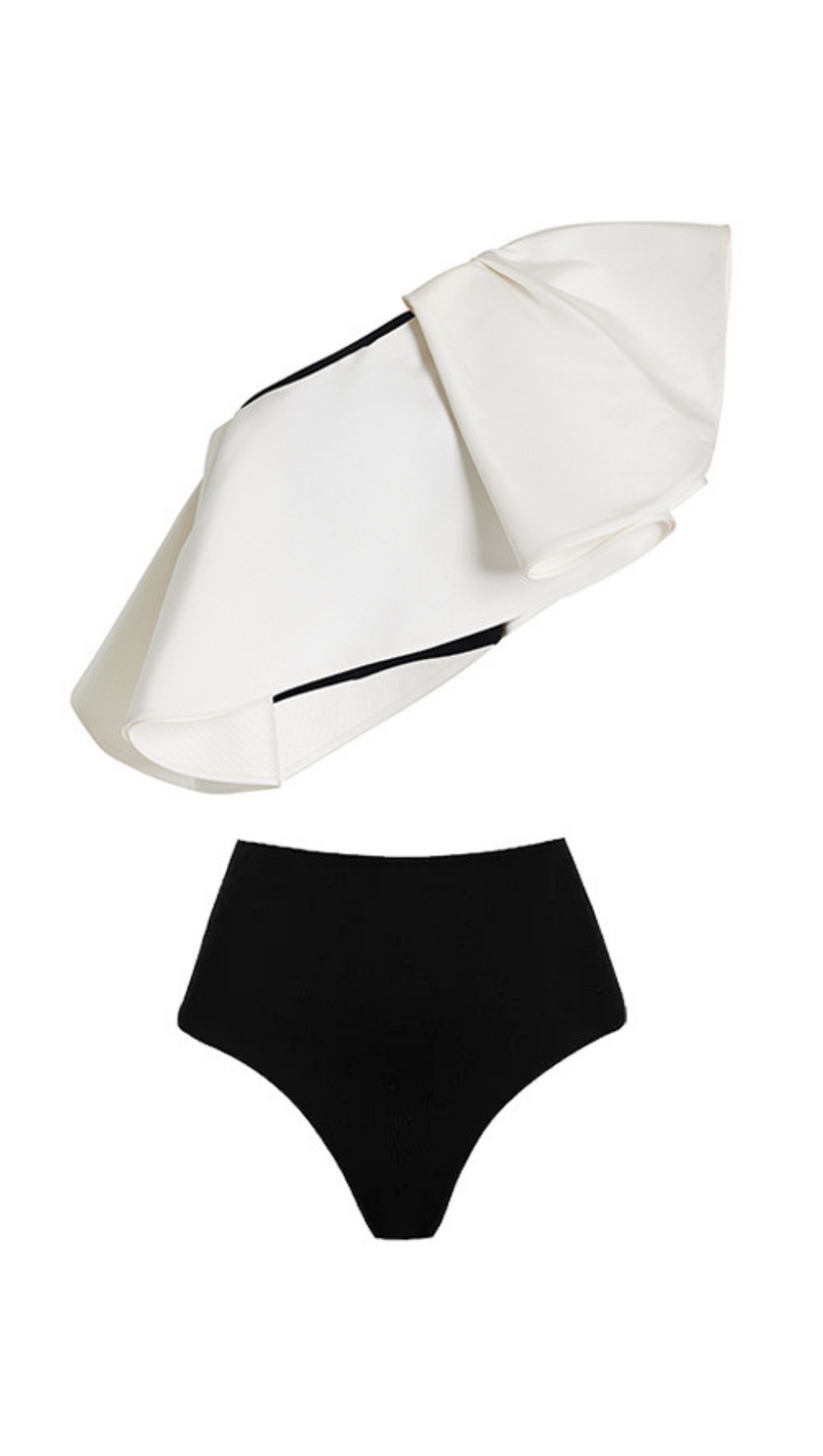 ONE-SHOULDER RUFFLED SILK-FAILLE SWIMWEAR