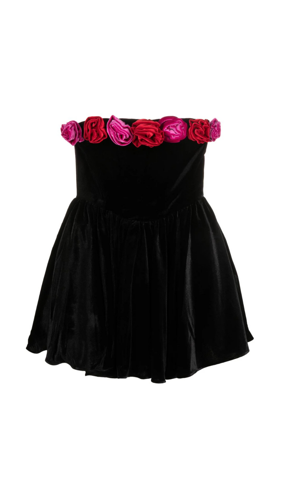 OFF-SHOULDER FLORAL-APPLIQUE MINI DRESS