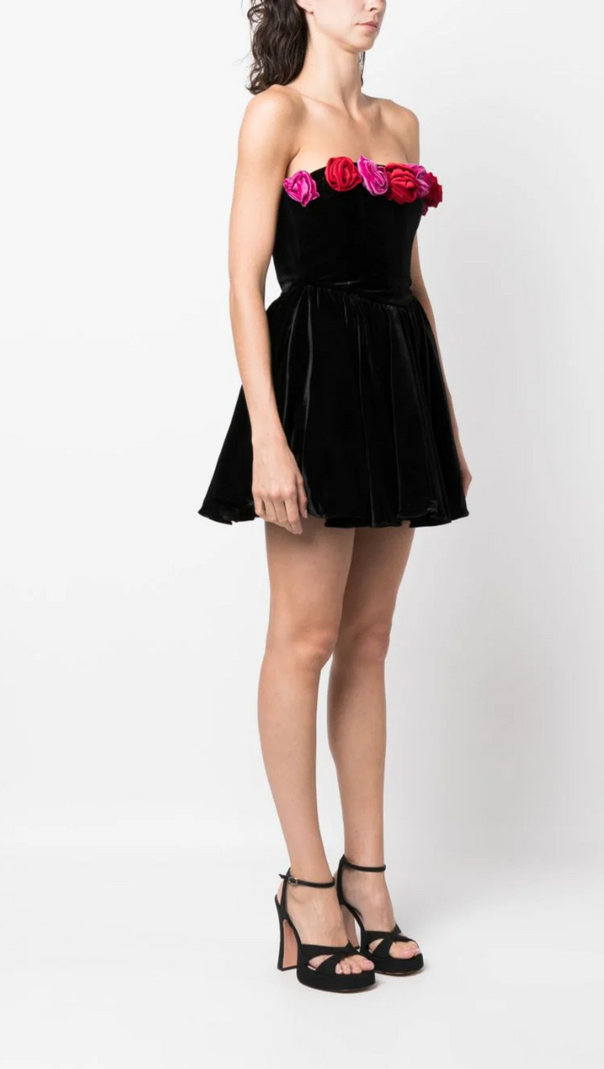 AIIZIE OFF-SHOULDER FLORAL-APPLIQUE MINI DRESS - product image