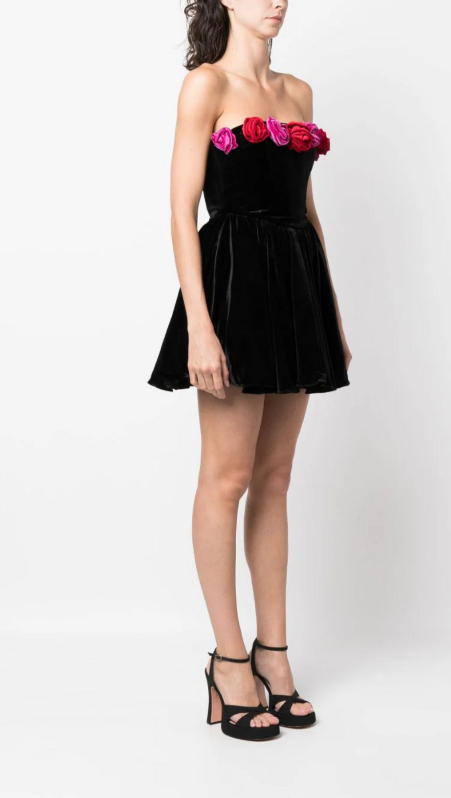 OFF-SHOULDER-MINIKLEID MIT BLUMENAPPLIKATIONEN