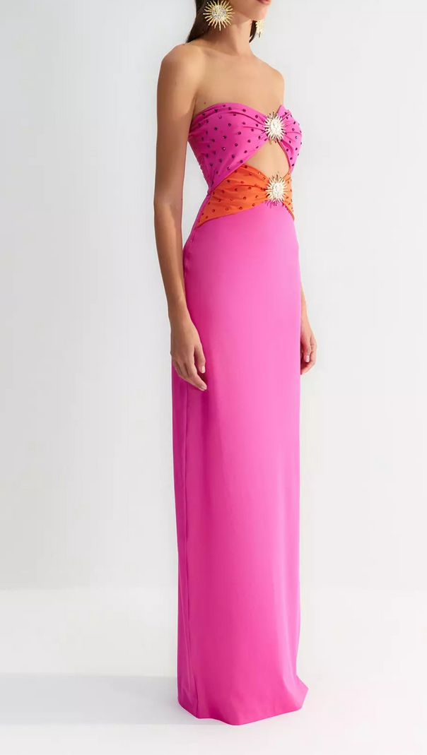 AIIZIE OFF-SHOULDER CRYSTAL CUTOUT BANDAGE DRESS - product image