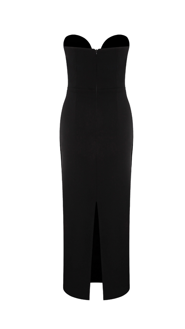 AIIZIE CORSET SEQUIN MIDI DRESS IN BLACK - product image
