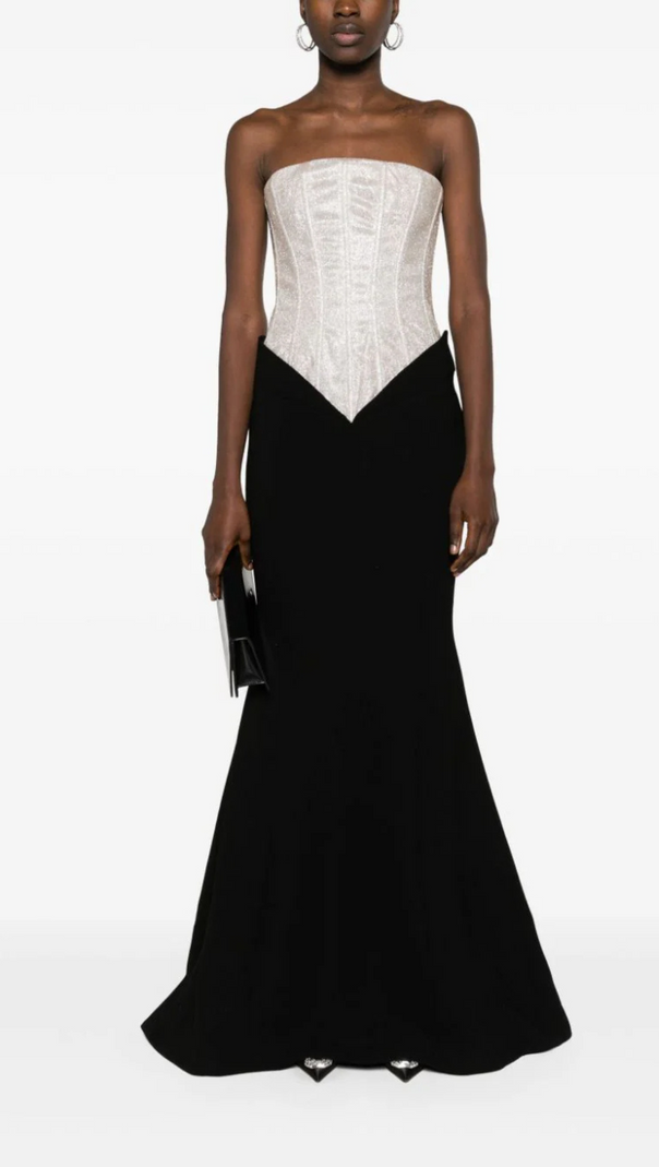 AIIZIE OFF-SHOULDER GLITTERED CREPE GOWN - product image