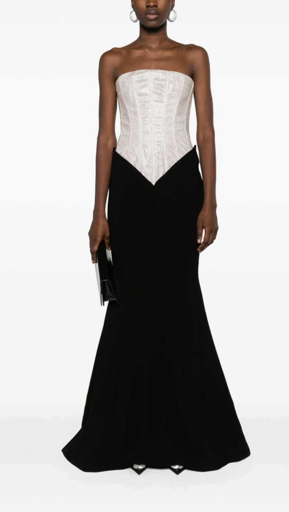 OFF-SHOULDER-KLEID AUS GLITZER-CRÊPE 