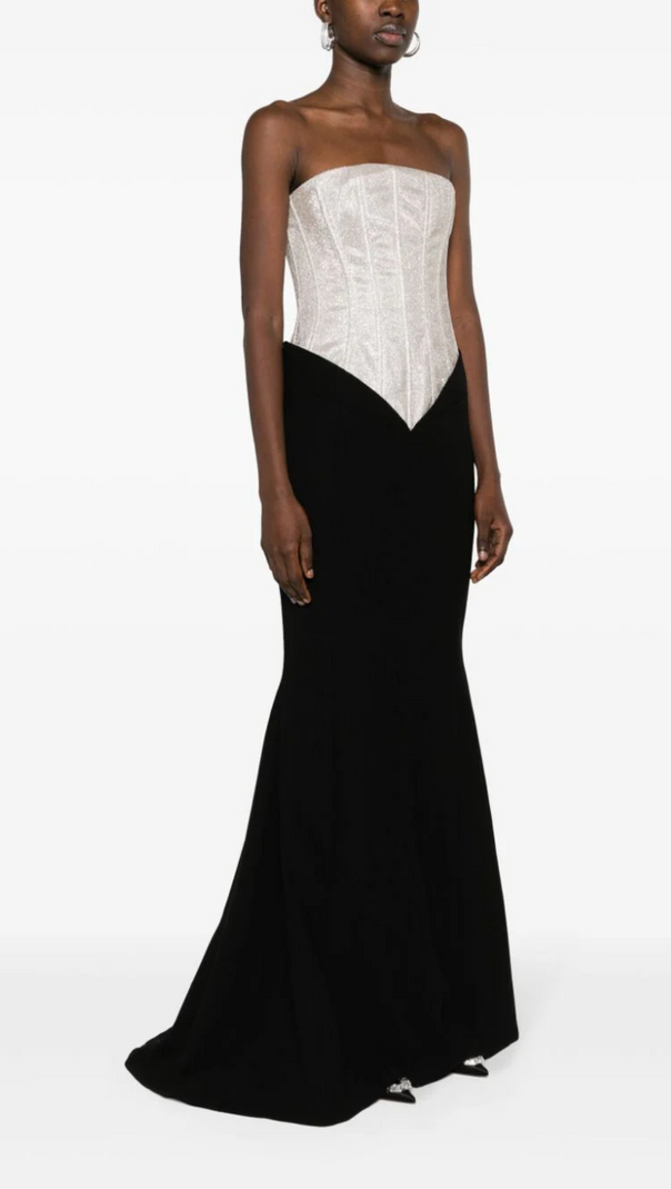 AIIZIE OFF-SHOULDER GLITTERED CREPE GOWN - product image