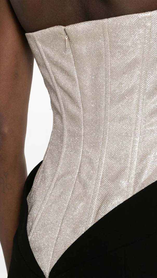AIIZIE OFF-SHOULDER GLITTERED CREPE GOWN - product image