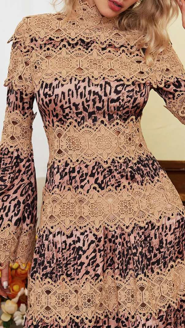 AIIZIE LEOPARD HOLLOW MIDI DRESS - product image