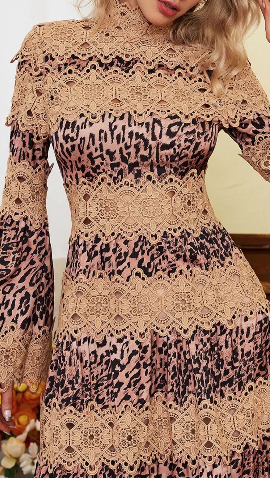 LEOPARD HOLLOW MIDI DRESS