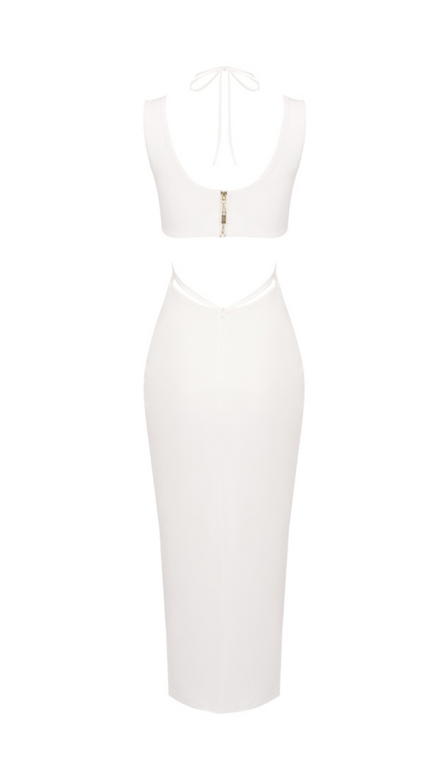 AIIZIE FLOWER CUT OUT BODYCON MIDI DRESS IN WHITE - product image