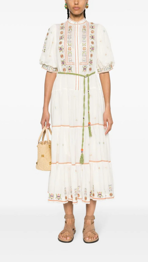 AIIZIE LOVELLA FLORAL-EMBROIDERED MIDI DRESS - product image