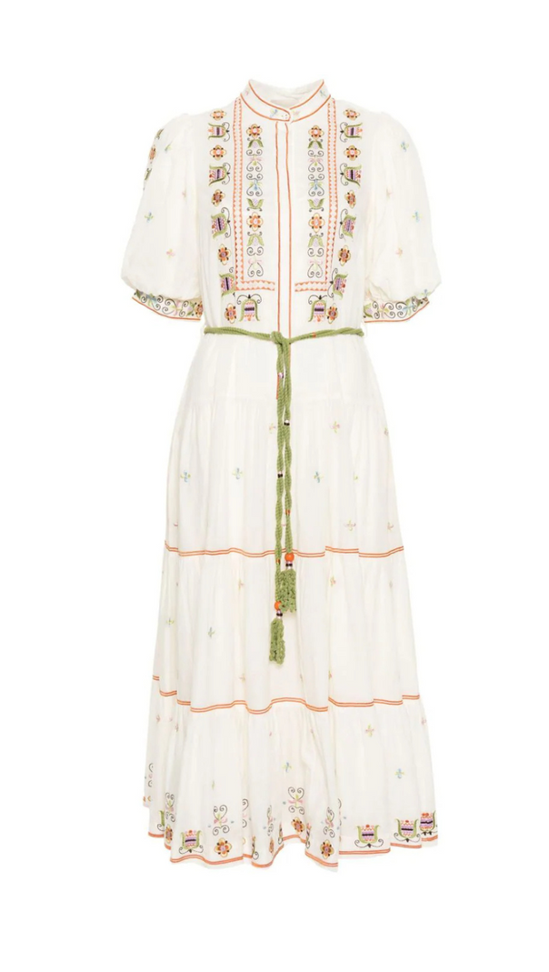 AIIZIE LOVELLA FLORAL-EMBROIDERED MIDI DRESS - product image