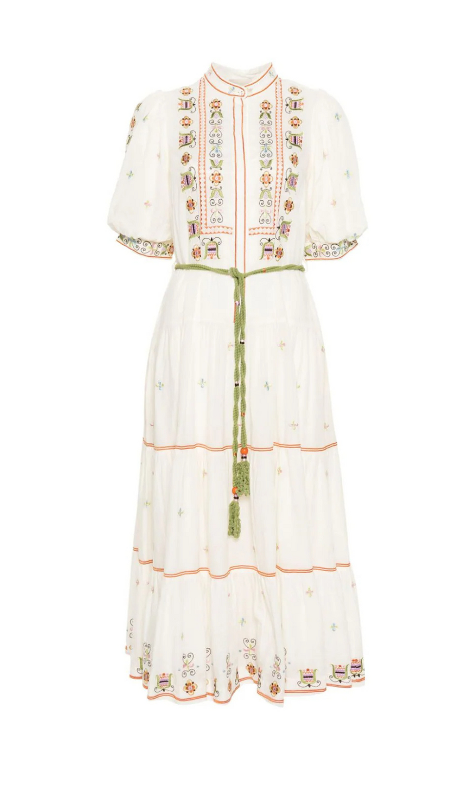 LOVELLA FLORAL-EMBROIDERED MIDI DRESS