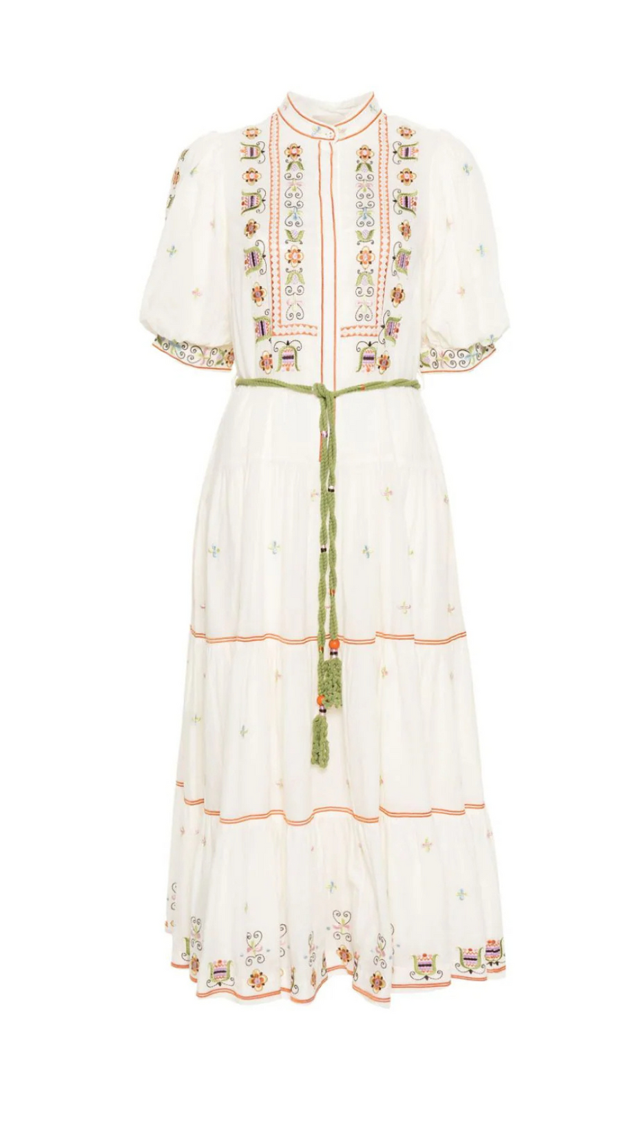 LOVELLA FLORAL-EMBROIDERED MIDI DRESS