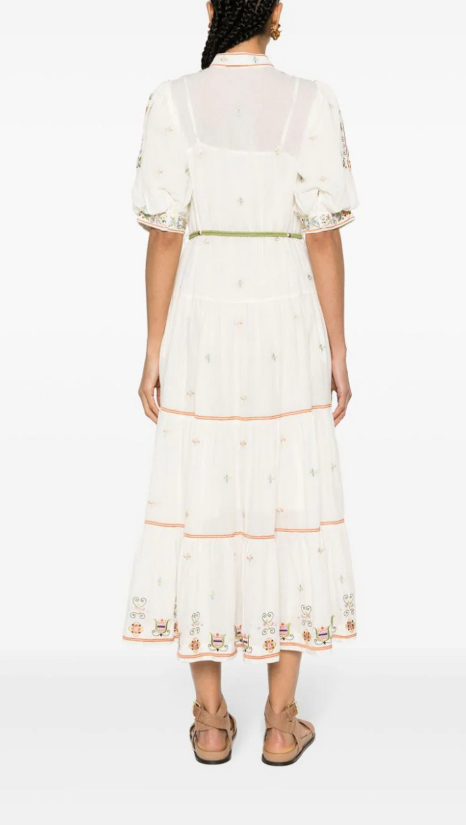 LOVELLA FLORAL-EMBROIDERED MIDI DRESS