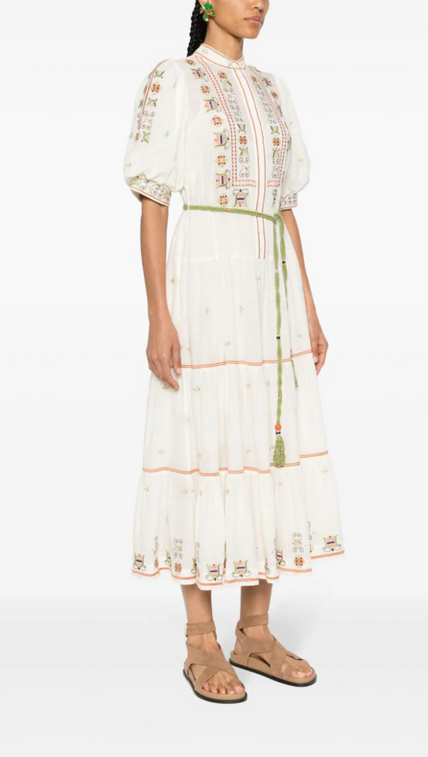 AIIZIE LOVELLA FLORAL-EMBROIDERED MIDI DRESS - product image