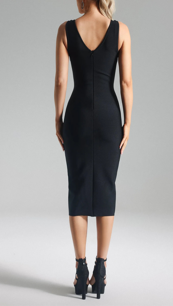 AIIZIE BLUE CRYSTAL EMBELLISHED MIDI BANDAGE DRESS - product image