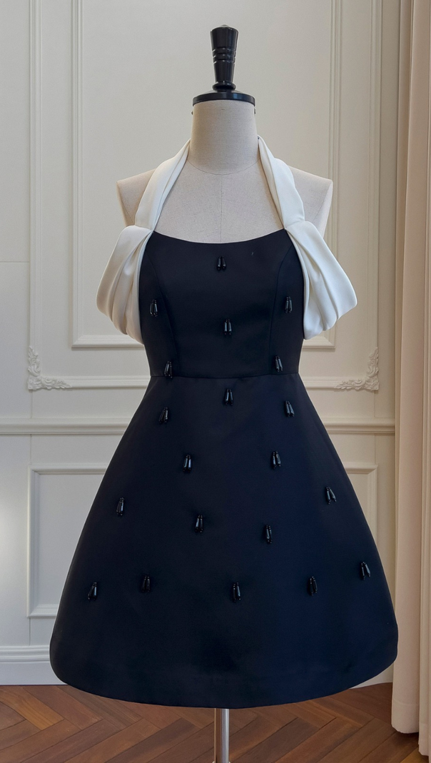 AIIZIE A-LINE HALTER NECK TAFFETA MINI DRESS - product image