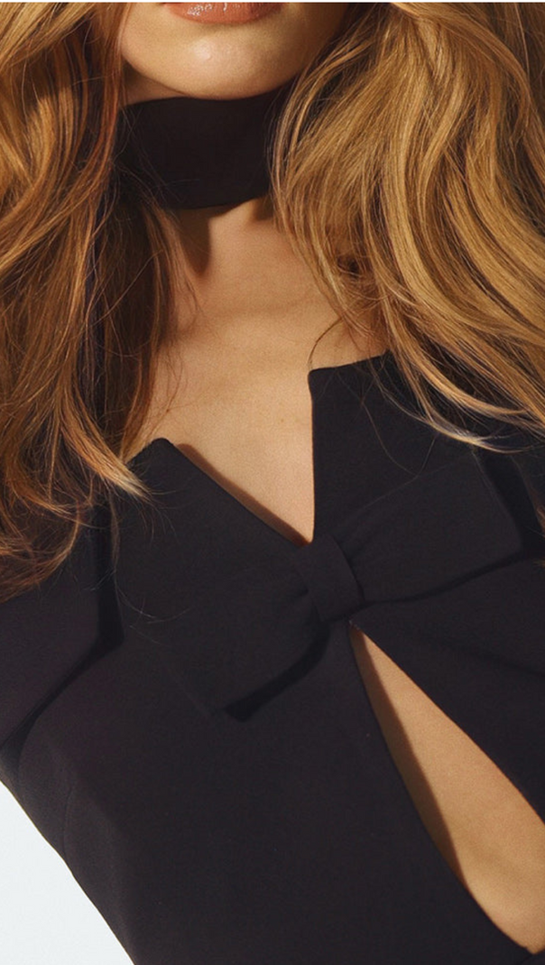 AIIZIE STRAPLESS HOLLOW OUT MAXI BANDAGE DRESS IN BLACK - product image