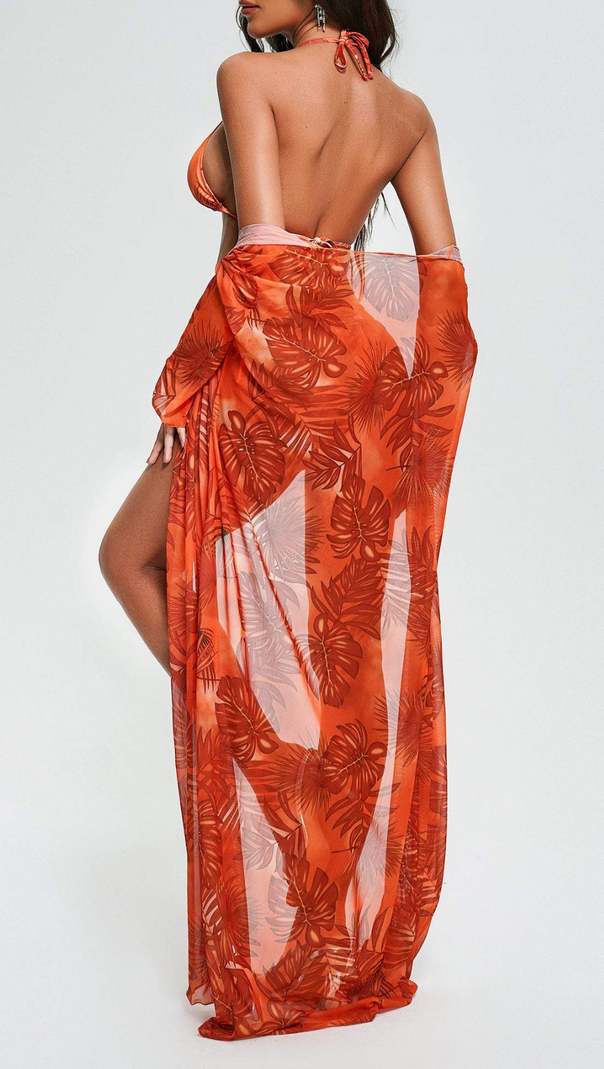 AIIZIE FLORAL PRINTED BIKINI THREE PIECE SET - product image