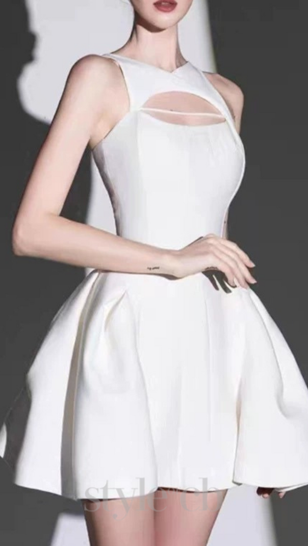 AIIZIE CUT-OUT SLEEVELESS CORSET MINI DRESS IN WHITE - product image