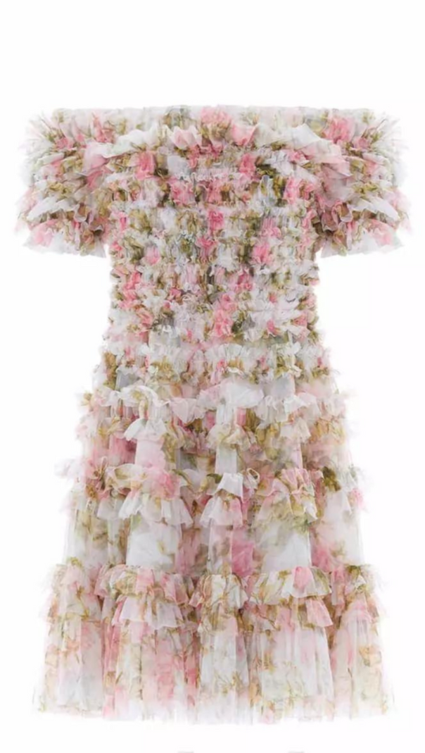 AIIZIE FLORAL OFF-SHOULDER MINI DRESS IN NYLON - product image