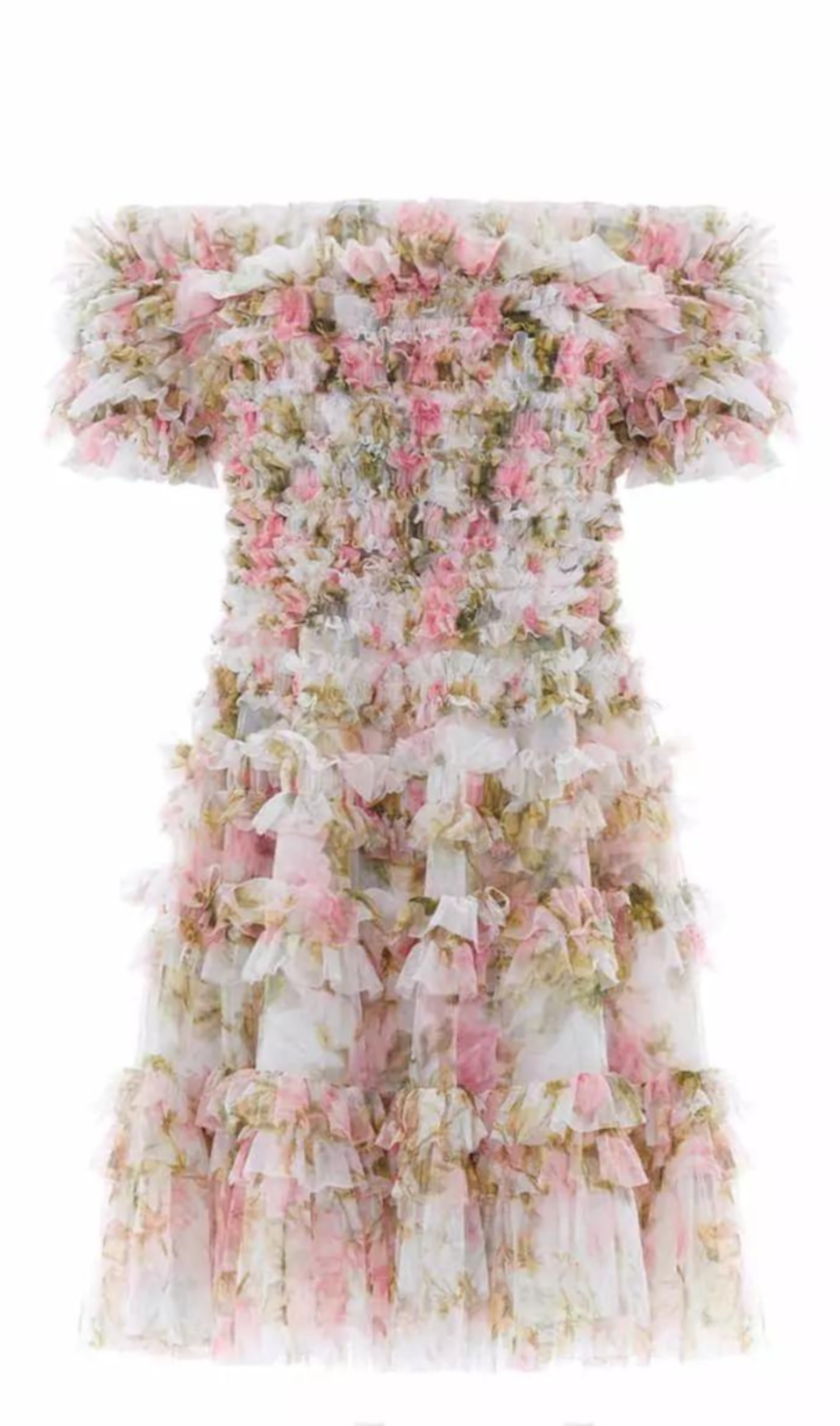 OFF-SHOULDER-MINIKLEID MIT FLORALEM DESIGN AUS NYLON