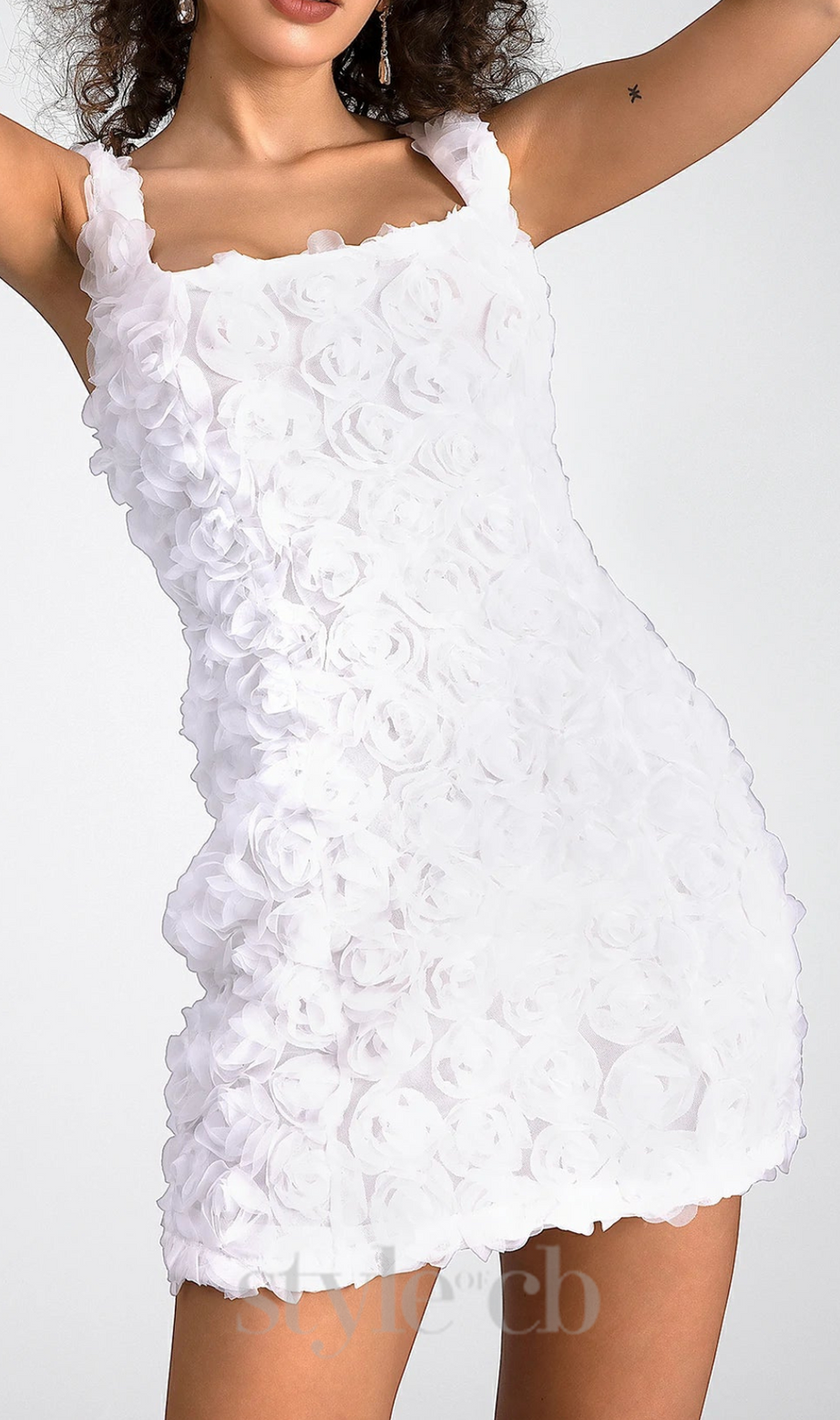WHITE 3D FLORAL MINI DRESS – AIIZIE