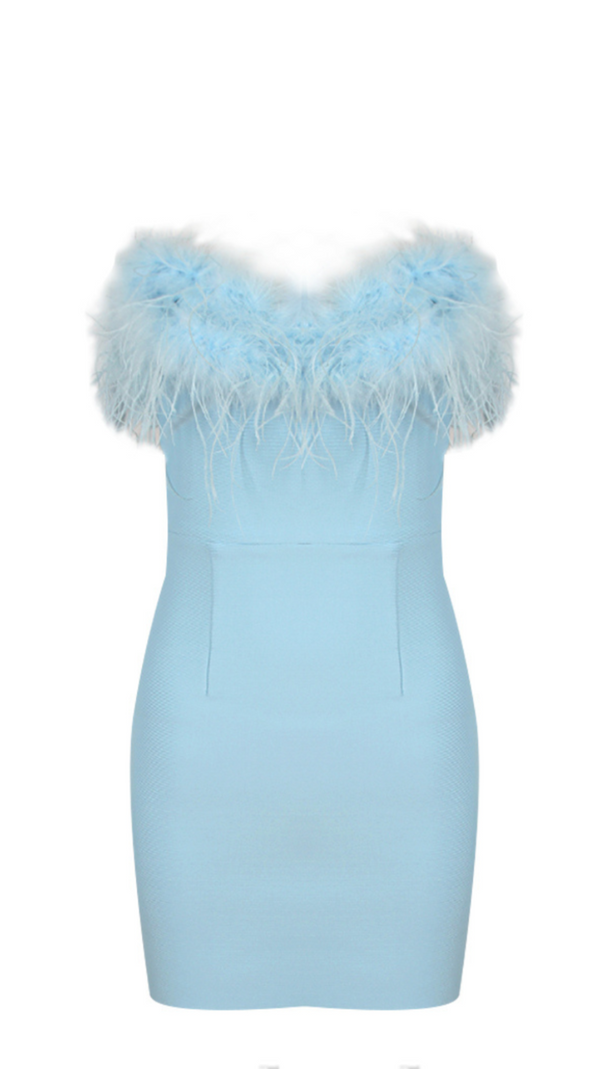 AIIZIE FEATHER MINI DRESS IN ROYAL BLUE - product image