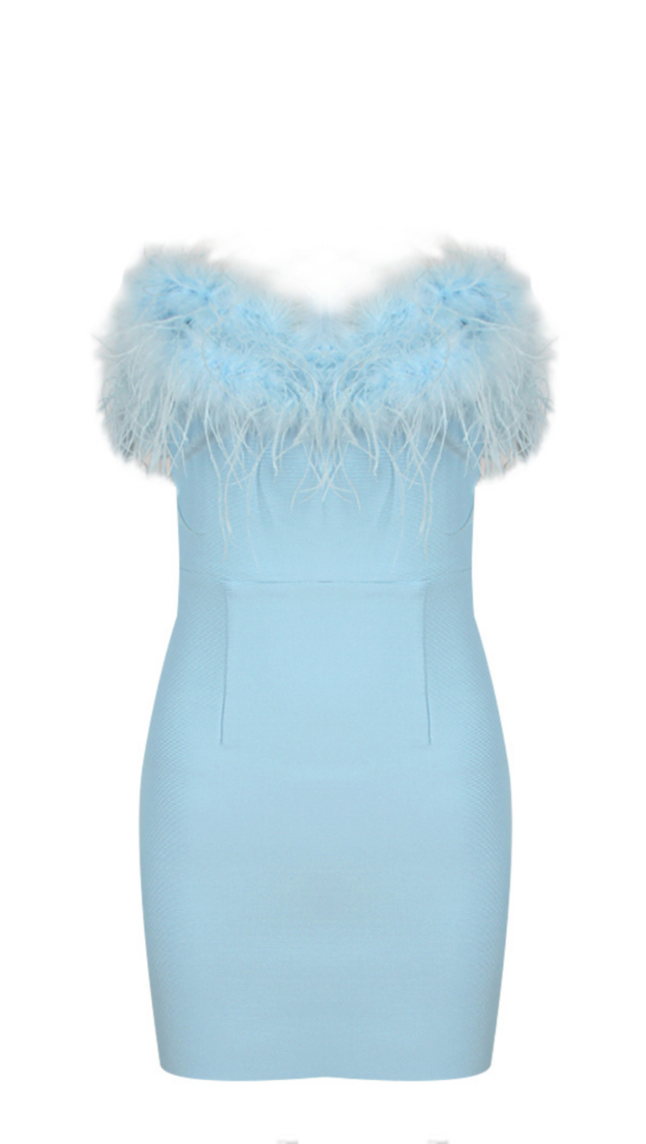FEATHER MINI DRESS IN ROYAL BLUE