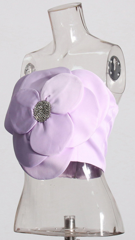 3D BLUMEN TOPS IN LILA