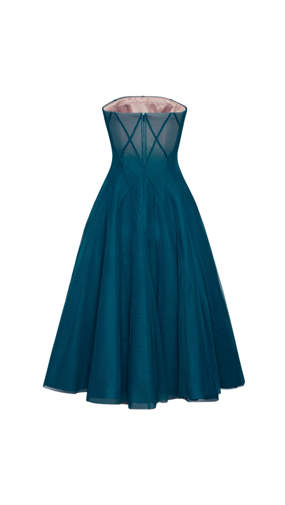 TEAL OMBRE SOFT NET MIDI DRESS