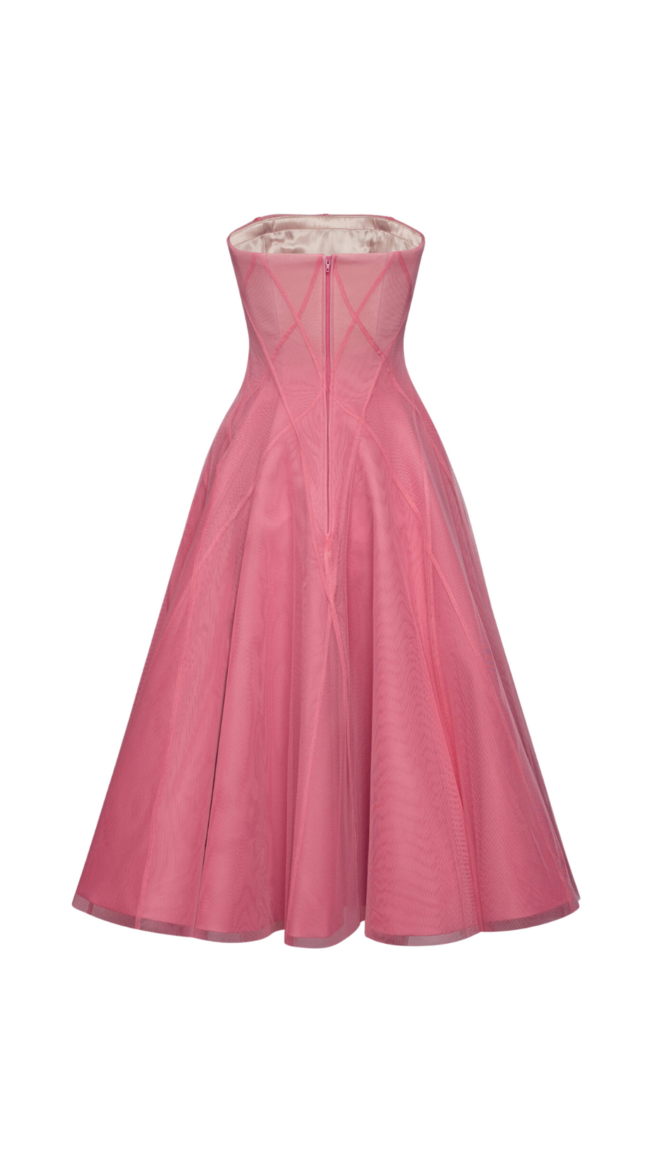 CORAL PINK OMBRE SOFT NET MIDI DRESS