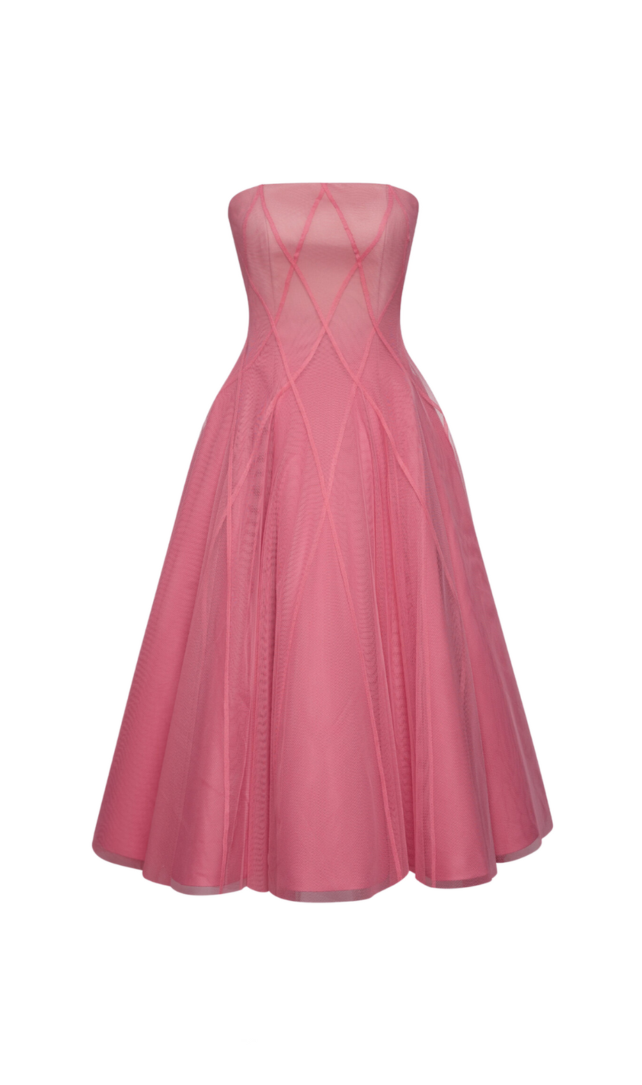 ABITO MIDI IN RETE MORBIDA OMBRE ROSA CORALLO