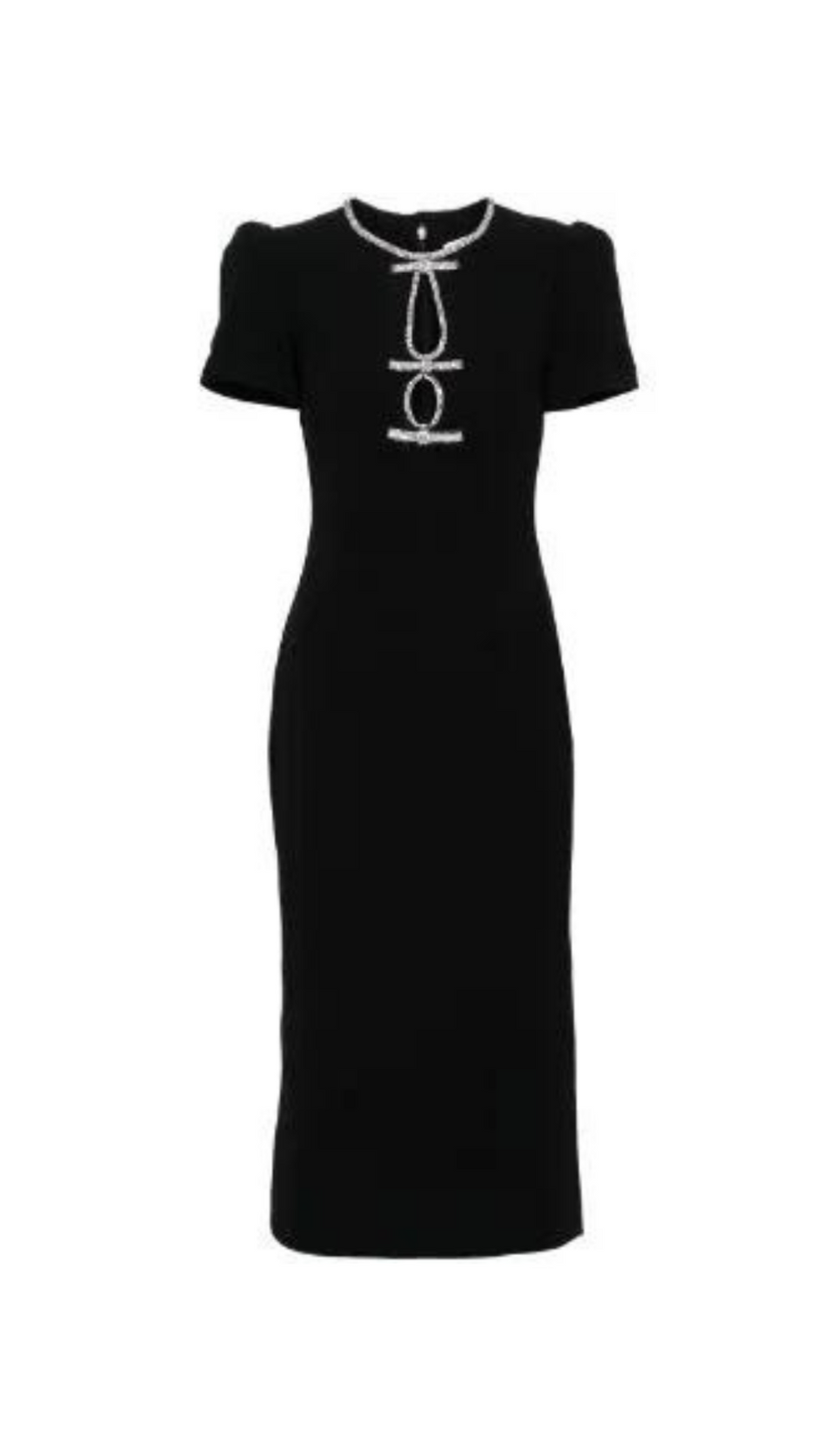 SCHWARZES MIDIKLEID MIT STRASS