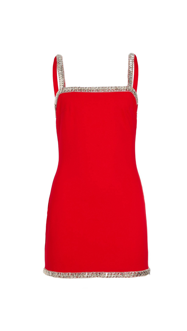 AIIZIE REGINA CRYSTAL-EMBELLISHED MINI DRESS IN RED - product image