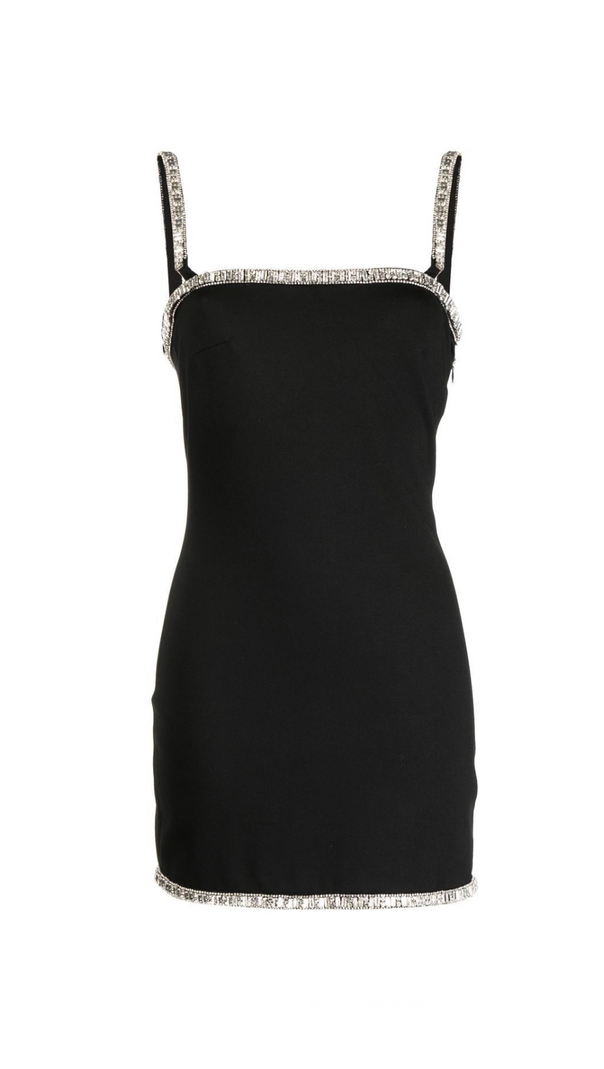 AIIZIE REGINA CRYSTAL-EMBELLISHED MINI DRESS IN BLACK - product image