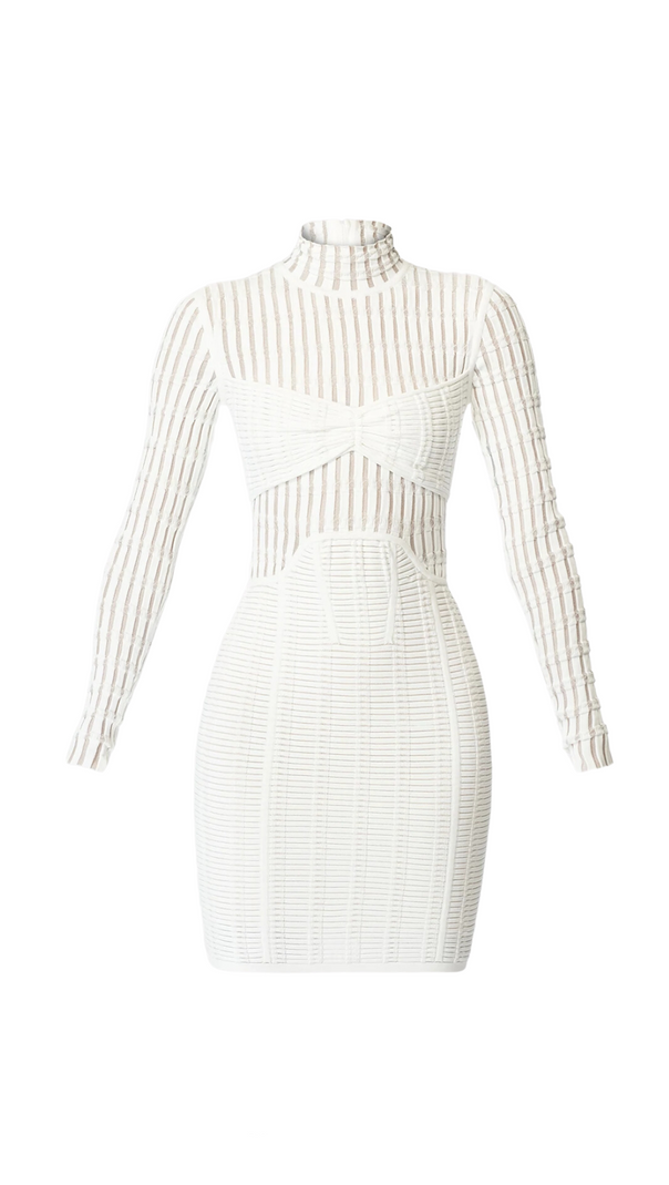 AIIZIE WHITE SHADOW STRIPE MINI DRESS - product image