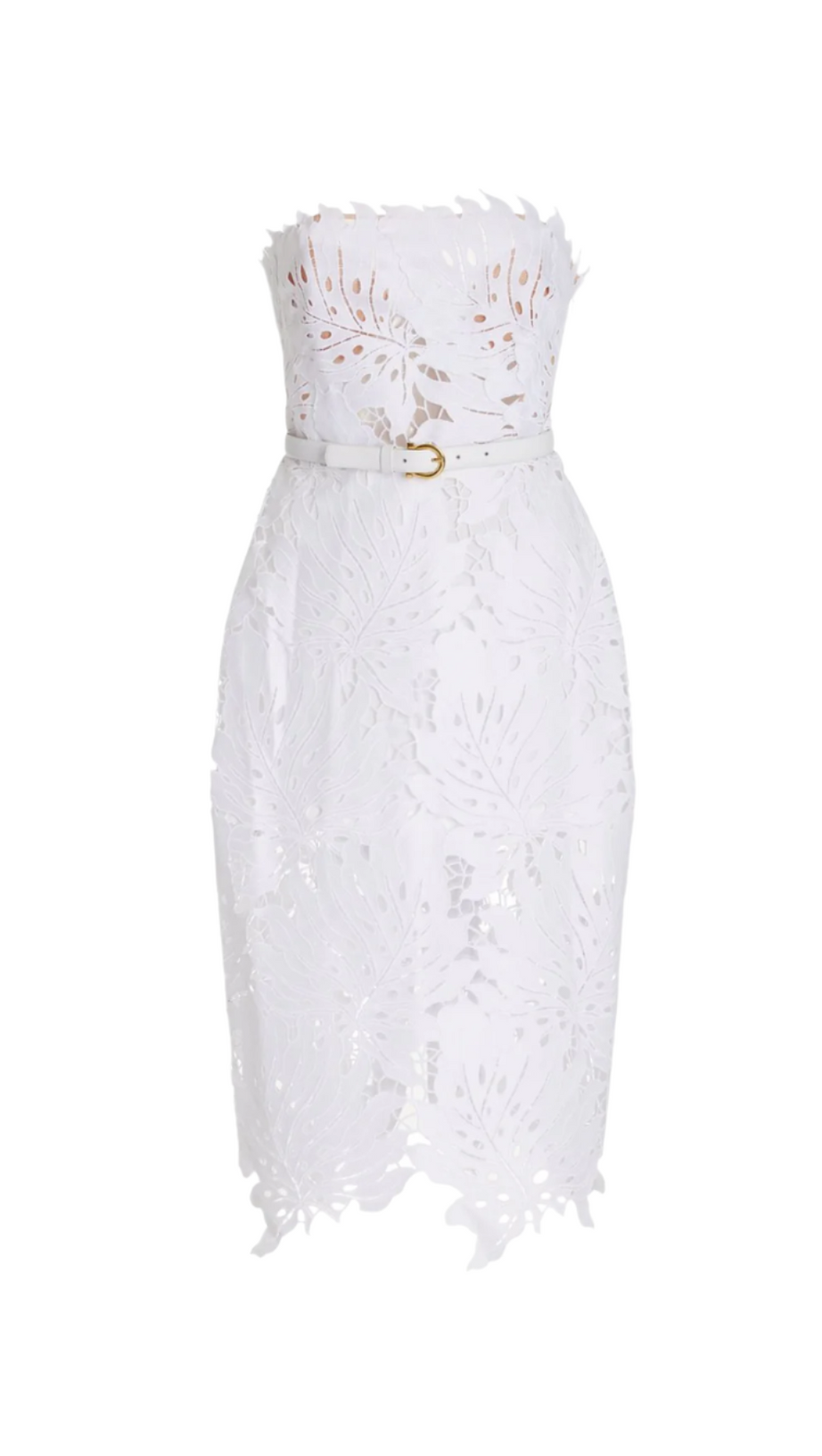 ABITO MIDI IN PIZZO FLOREALE BIANCO CON SPALLE SCOPERTE