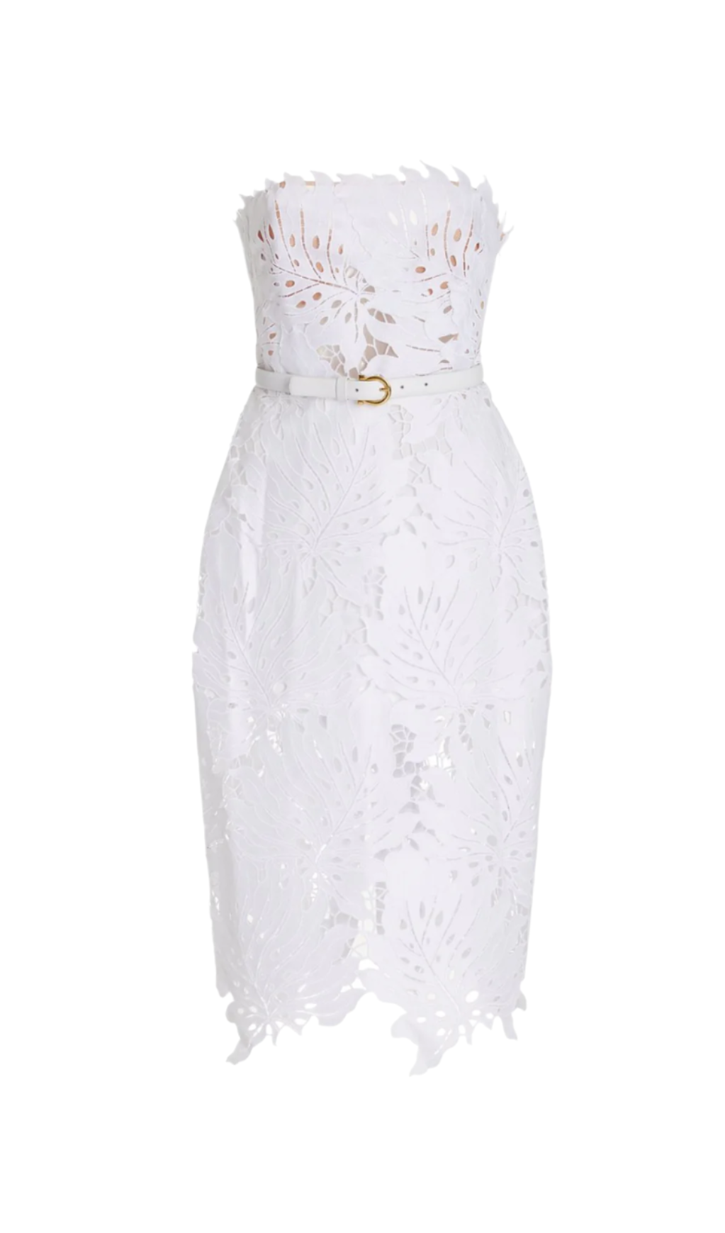 ABITO MIDI IN PIZZO FLOREALE BIANCO CON SPALLE SCOPERTE