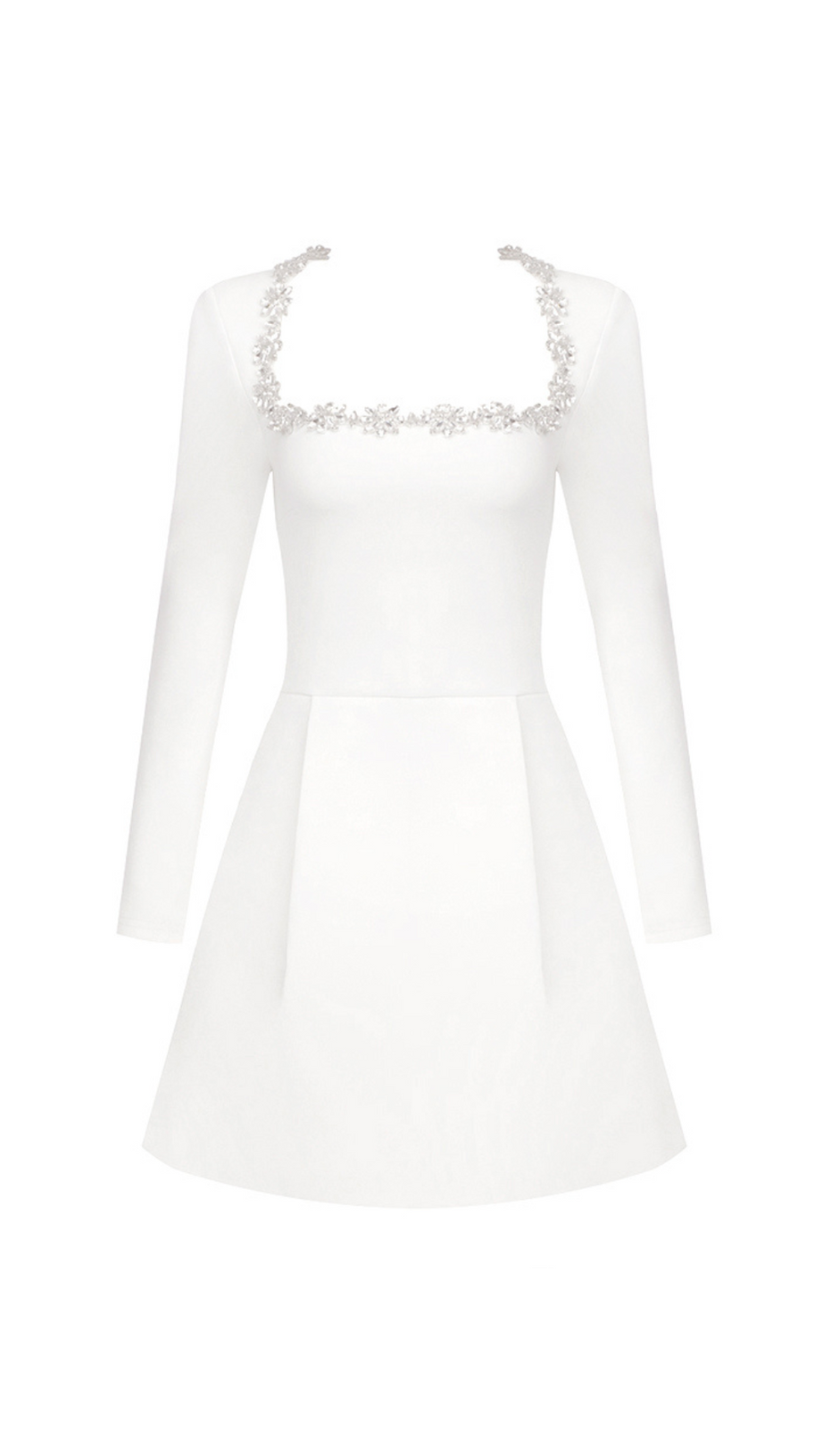 JEWEL-EMBELLISHED TRIM MINI DRESS IN WHITE